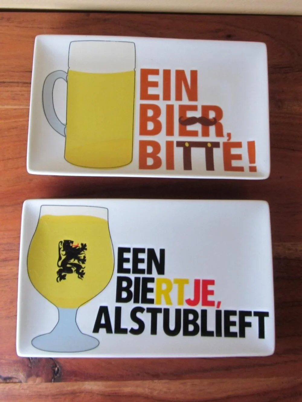 crate & barrel 2 rectangle ceramic beer plates (W6617)